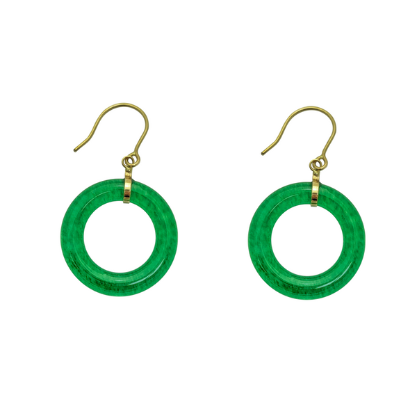 Jade Disc Hoop Earring (14K)