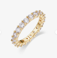 Round Diamond Cut Shared Prong Ring (14K)