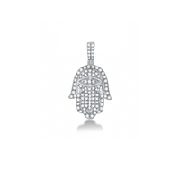 Diamond Hamza Hand Pendant (14K)