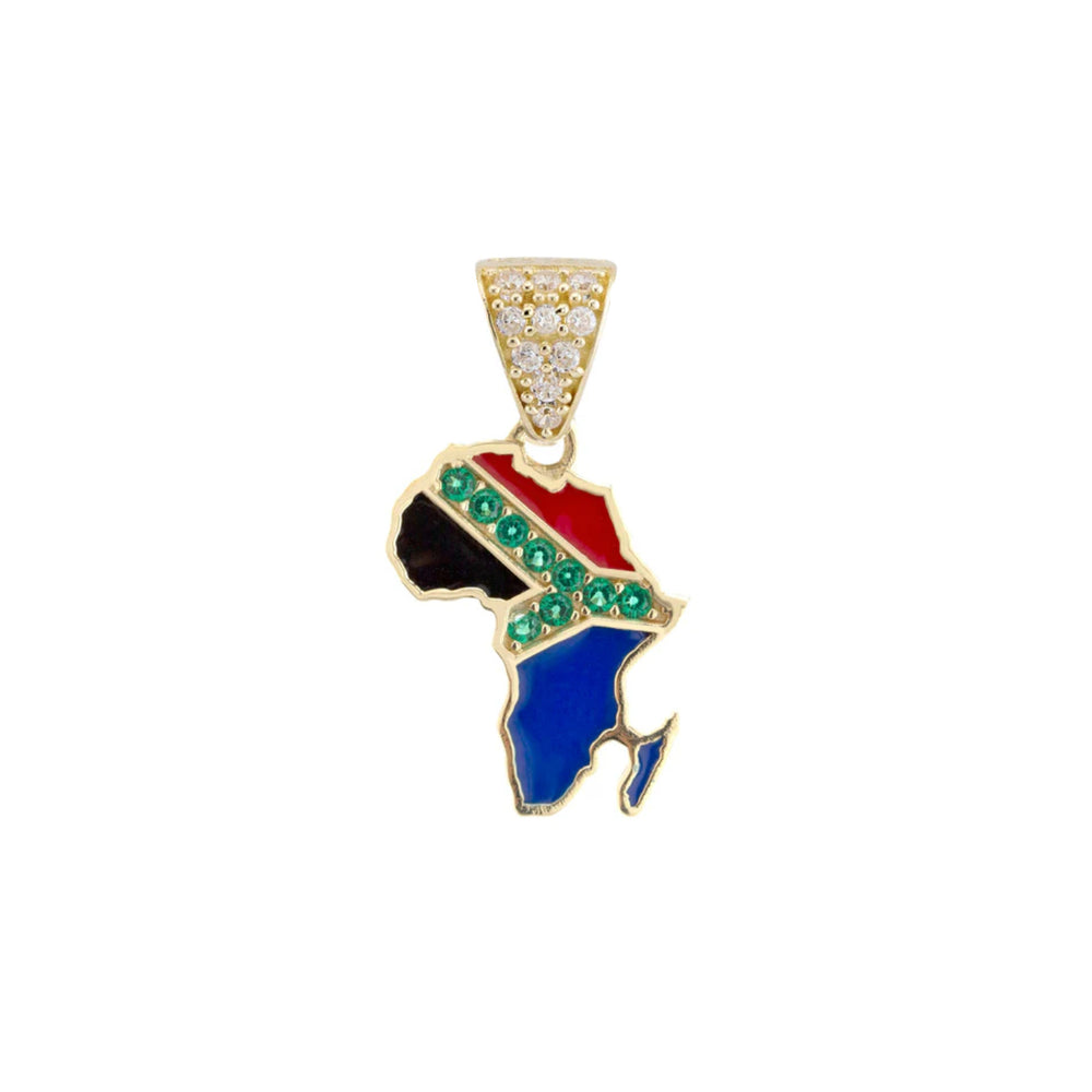 Enamel Africa Map Pendant (14K)