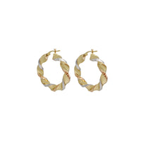 Tricolor Diamond-Cut Twist Hoop Earrings (14K)