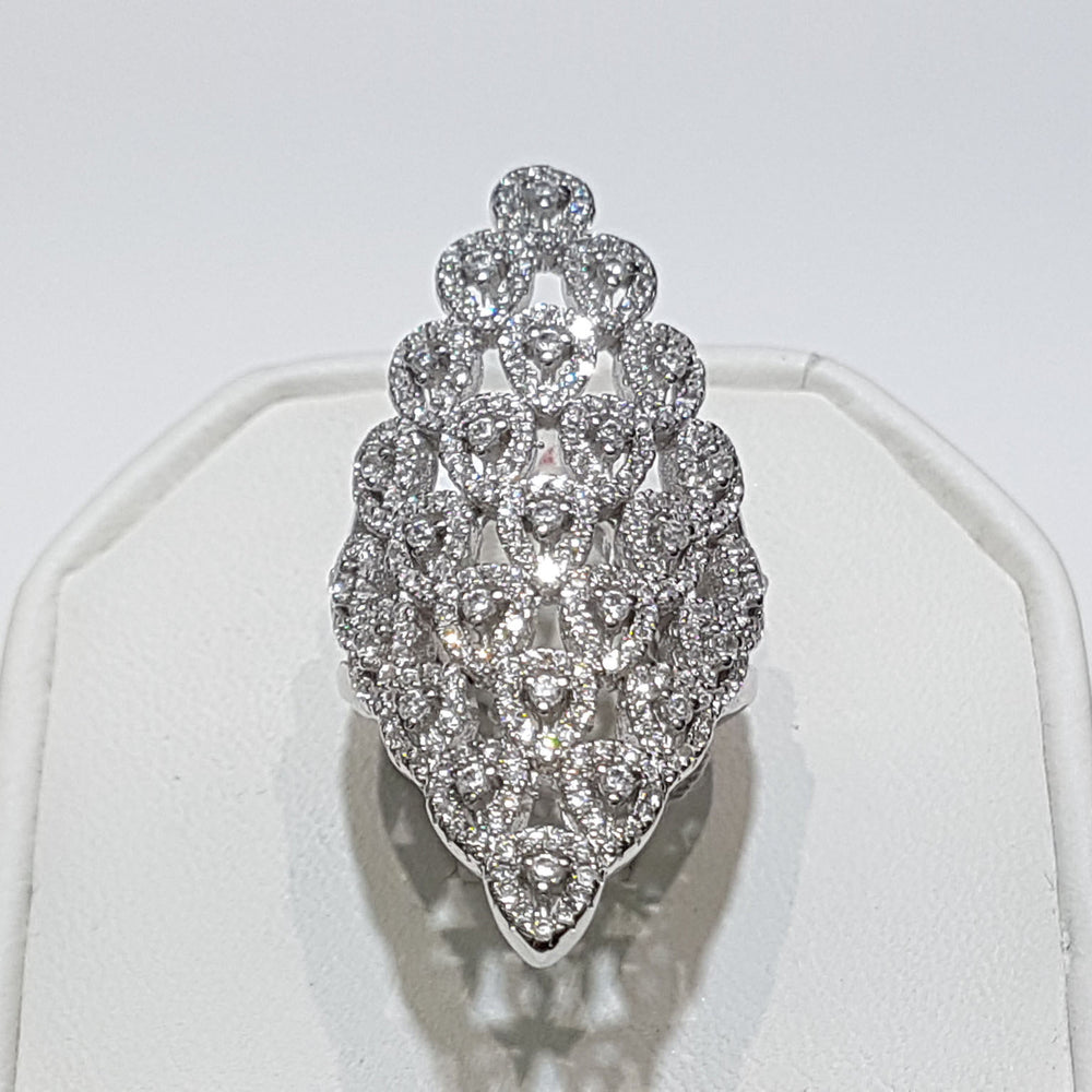 Zirconia Teardrop Cluster Ring (Silver)