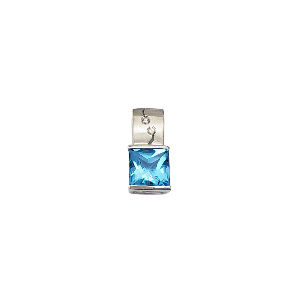 Tiny Square Lady CZ Pendant  (14K)