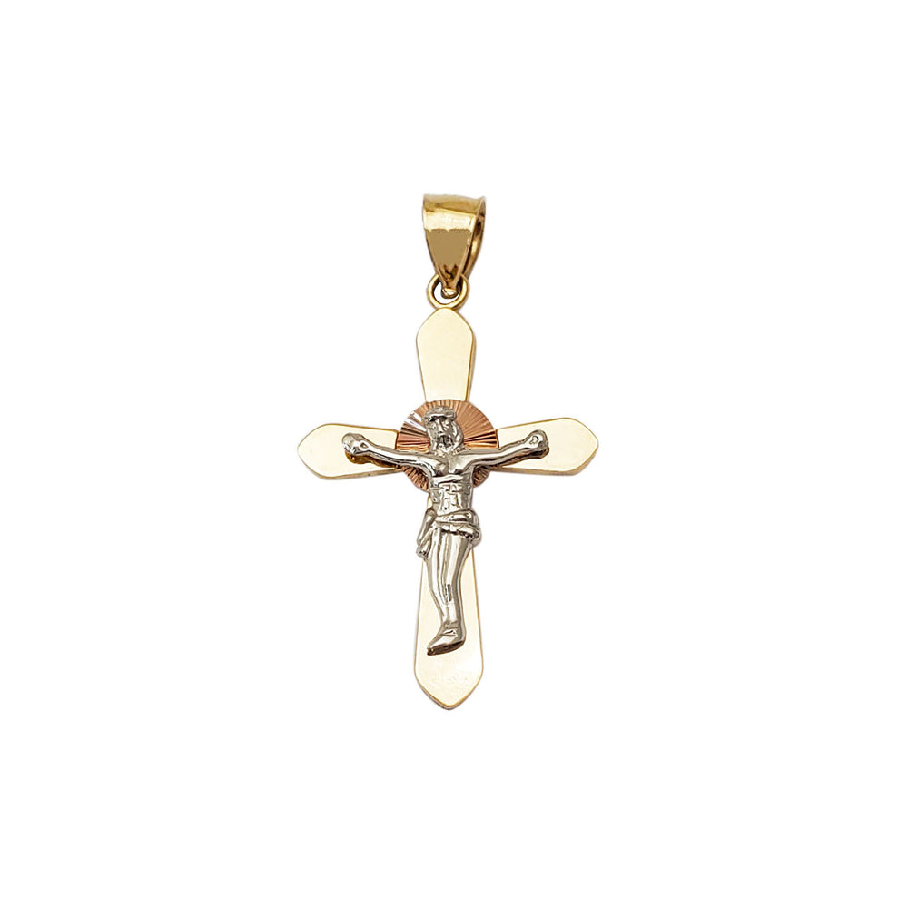 Tri-Color Crucifix Pendant (14K)