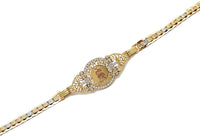 Tri-Color Virgin Mary CZ Bracelet (14K).