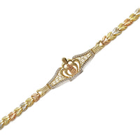 Tri-Color Virgin Mary CZ Bracelet (14K).