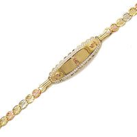 Tri-Color Virgin Mary CZ Bracelet (14K).
