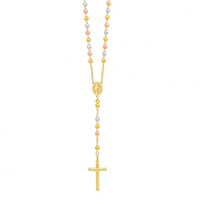 Tricolor Virgin Mary Rosary Necklace (14K)