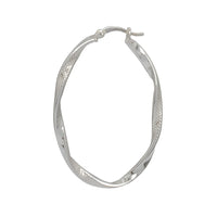 Twisted Diamond-cut Oval-Shape Hoop Earrings (Silver)FIN