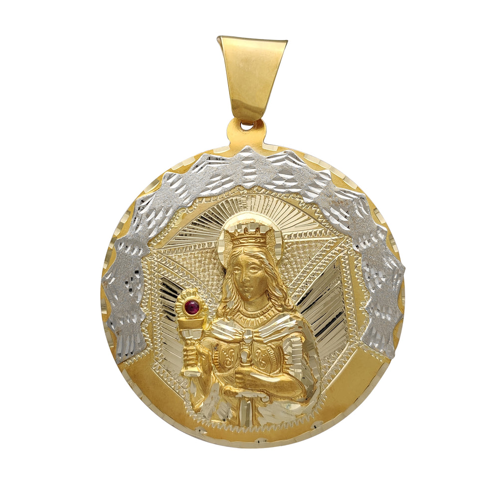 Two-Tone Saint Barbara Medallion Pendant (14K)