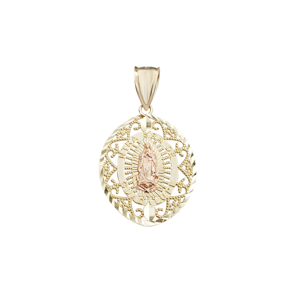 Two-Tone Virgin Mary Flat Design Pendant (14K)