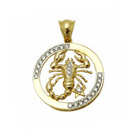Two-Tone Zodiac Sign Scorpion CZ Pendant (14K)