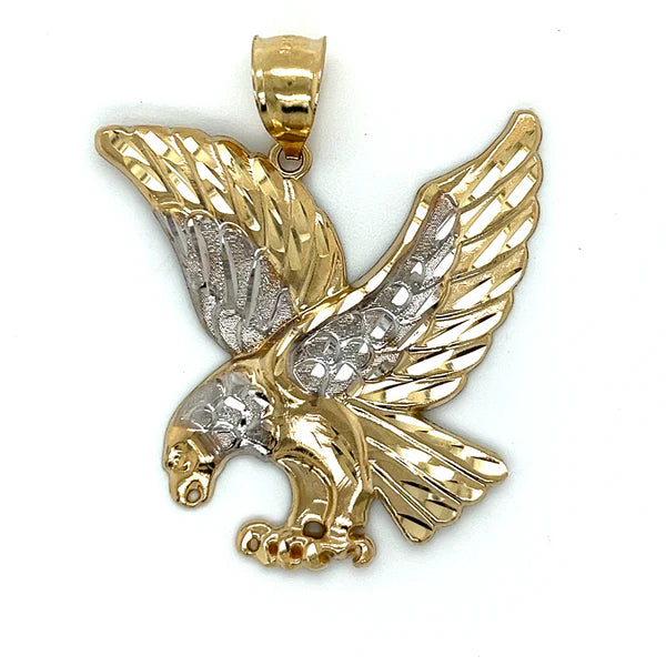 Diamond-Cut Two-Tone Eagle Pendant (14K)