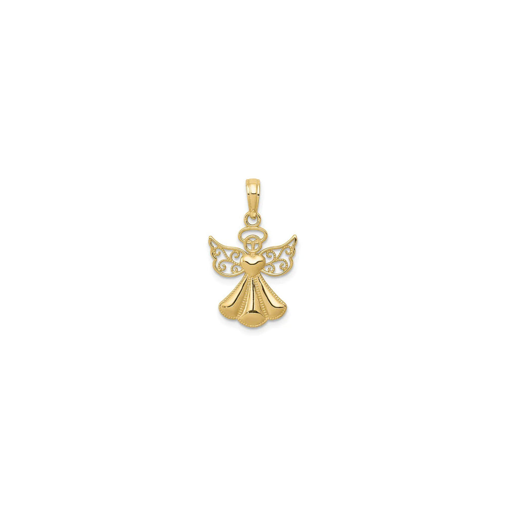 Filigree Angel Silhouette Pendant (14K)