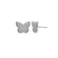 Zirconia Butterfly Stud Earrings (14K)