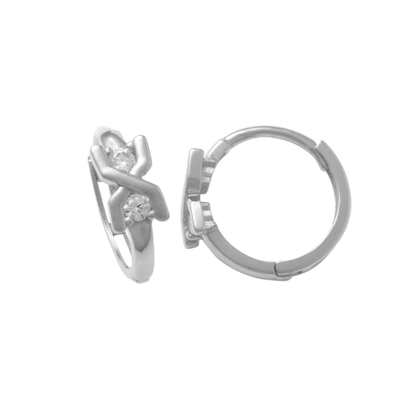 Zirconia "XO" Huggie Earrings (14K)