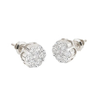 Diamond Flower Cluster Stud Earrings (10K)