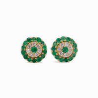 Round Flower Stud Earrings （14K）