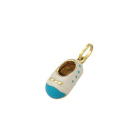 White-Blue Enamel Baby Shoes Pendant (14K)