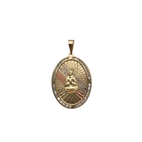 Zirconia Oval Medallion Lady of Charity Pendant (14K)