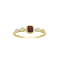 Diamond Emerald Cut Ruby Fancy Ring (14K)