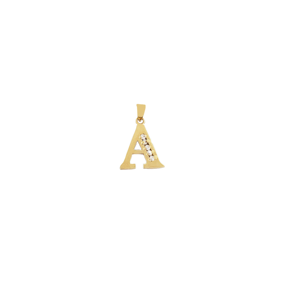 [0.80 inch] Zirconia Initial Letter Pendant (14K)