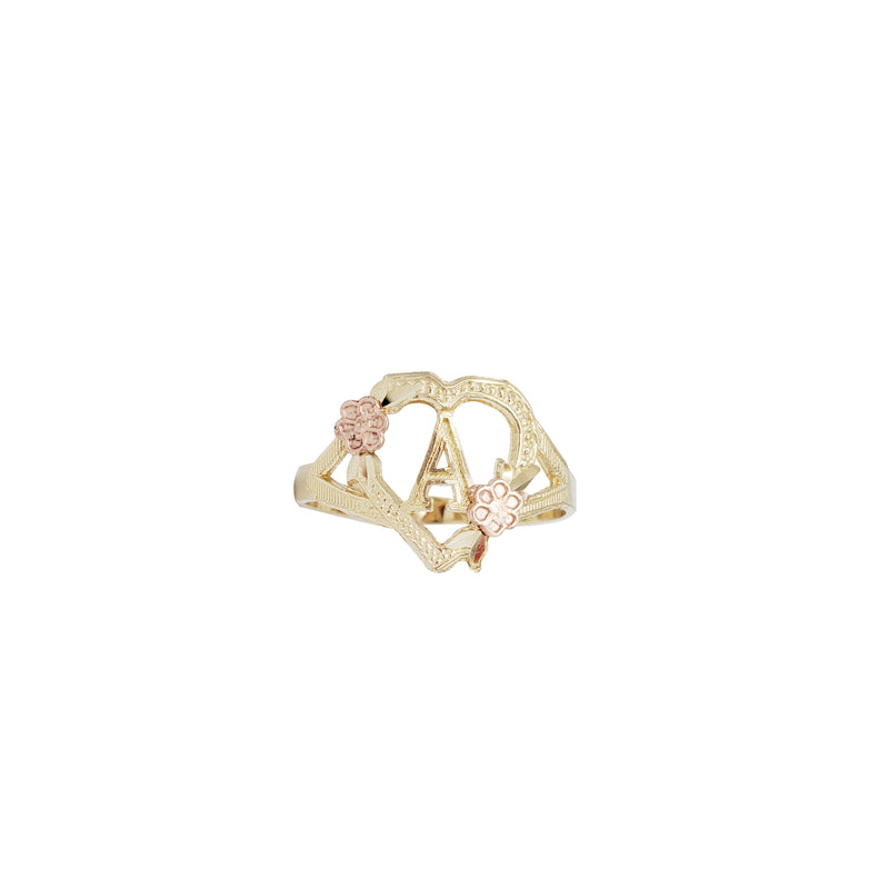 Heart & Flower Accent Initial/Letter Ring (14K)