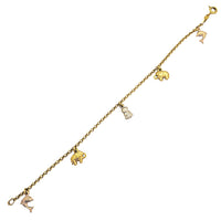 Tri-Color Animal Charm Bracelet (14K).