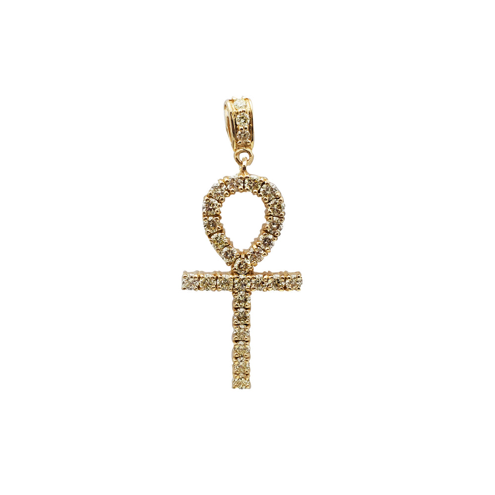 Yellow Gold Diamond Ankh Pendant (14K)