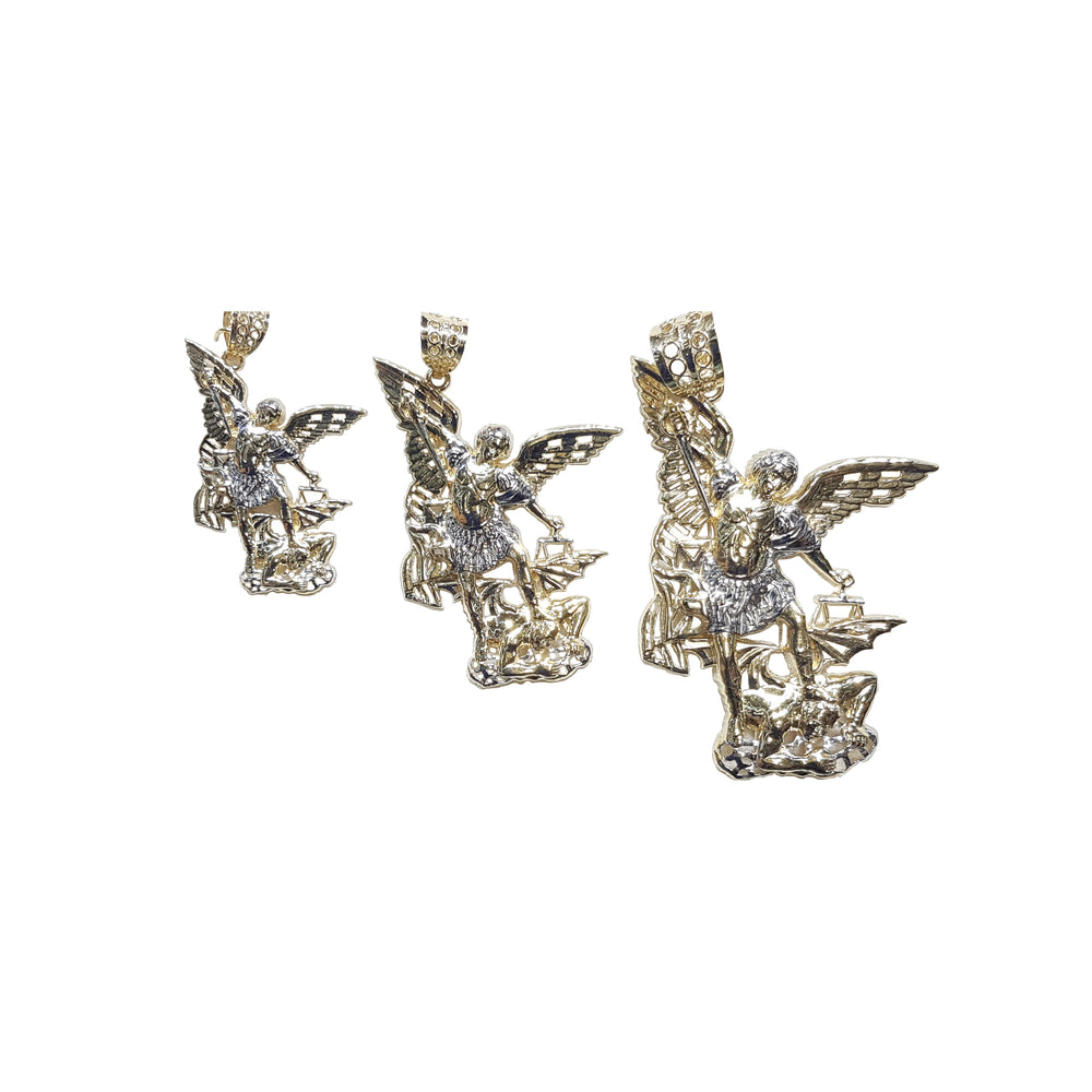 Archangel Michael Scale and Sword Filigree Two-Tone Pendant (14K)