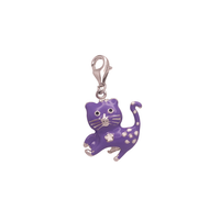 Purple Enamel Cat Pendant (Silver)