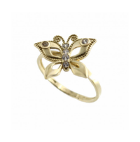 Zirconia Butterfly Ring (14K)