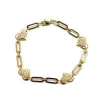 Paper Clip Style with Heart Bracelet (14K).