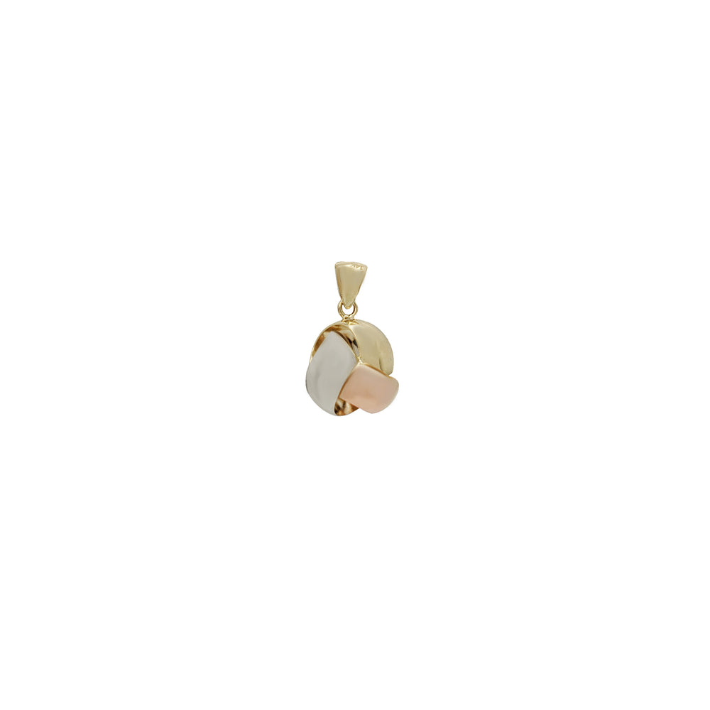 Tricolor Wide Love Knot Pendant (14K)