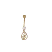 Oval Dangling Navel Piercing Ring (14K)
