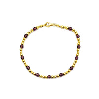 Beads with Purple CZ Stone Bracelet (14K).