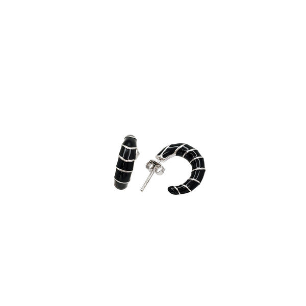 Black  Croissant Earrings (Silver)