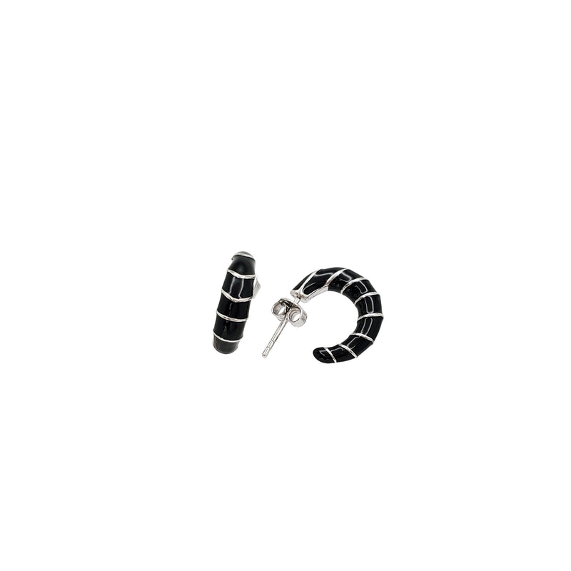 Black  Croissant Earrings (Silver)