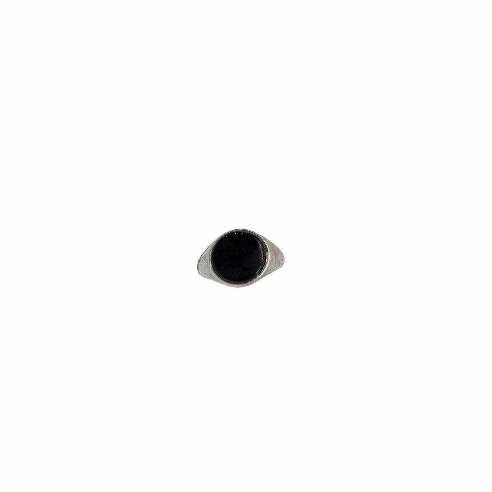 Black Onyx Round Ring (Silver)