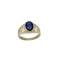 Baby-Sized/ Pinky Textured Oval Birthstones Ring (14K)