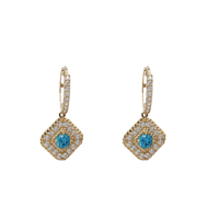 Zirconia Rhombus Dangling Earrings (14K)
