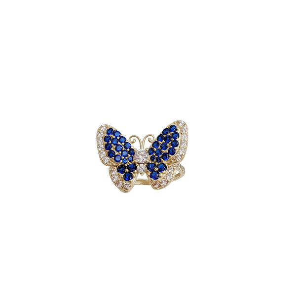 Blue Zirconia Butterfly Ring (14K) .