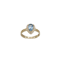 Birthstone Pear CZ Cuban Ring (14K)