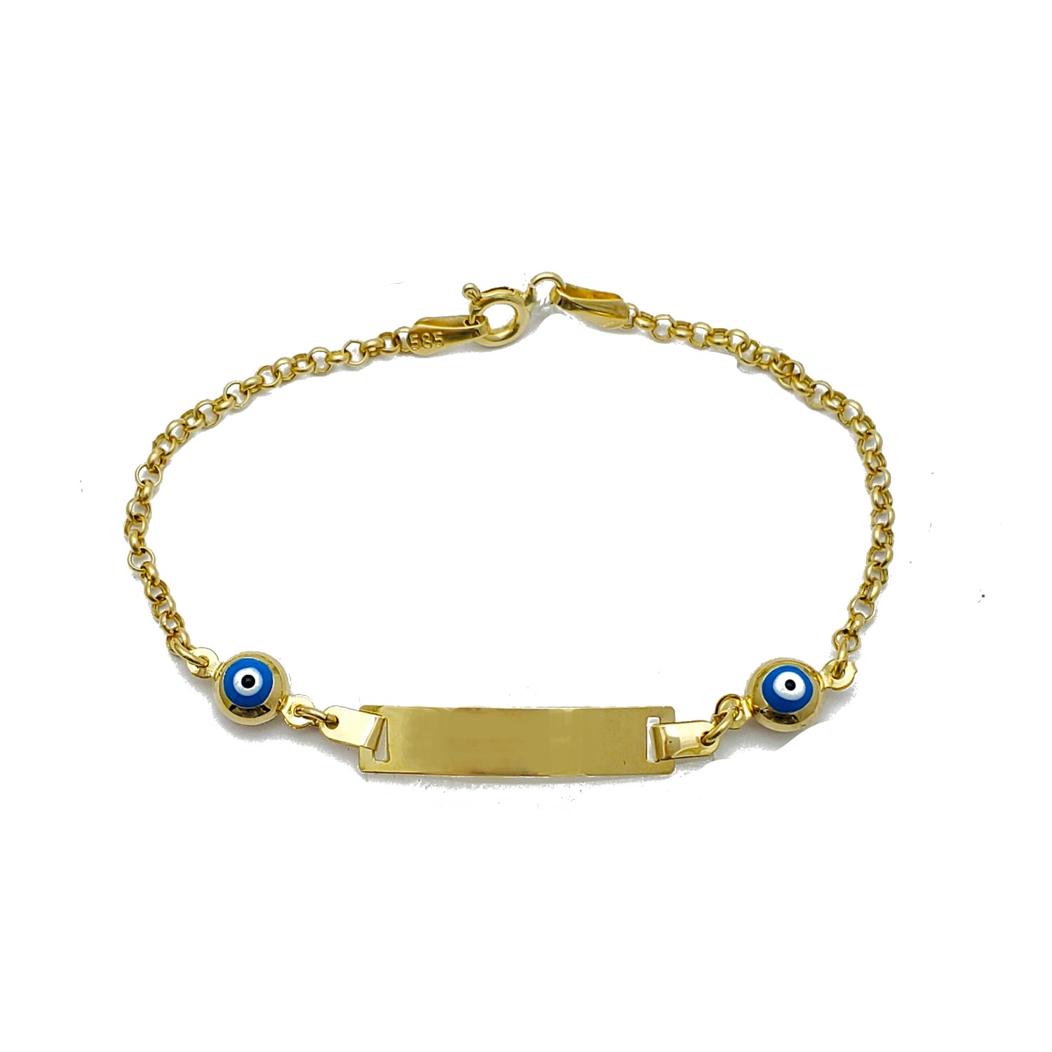 Blue Evil Eye Cuban Baby ID Bracelet – Popular J