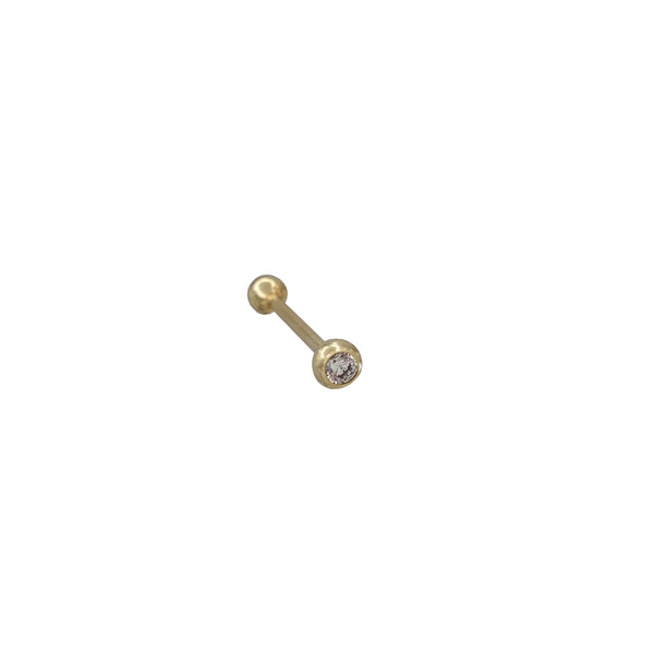 Barbell Cubic Zirconia Earring (14K)
