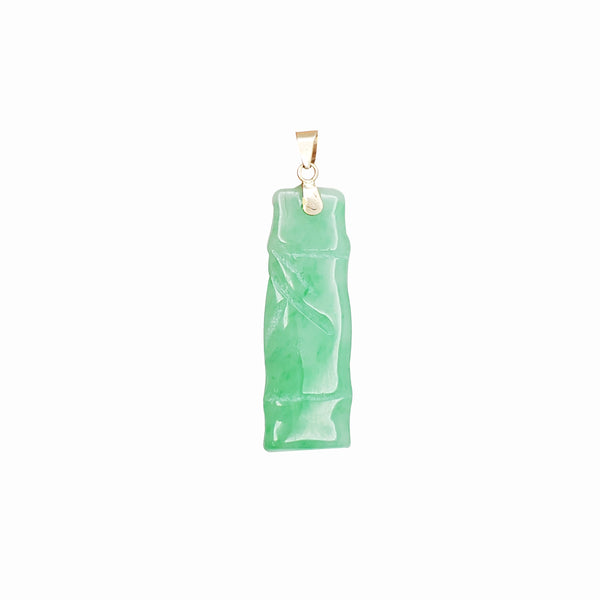 Jade Bamboo Stalk Pendant (14K)