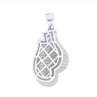 Iced-Out Two-Boxing Glove Pendant (Silver)