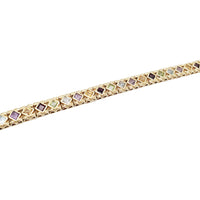 Multi-Color Stone Tennis Bracelet (14K）