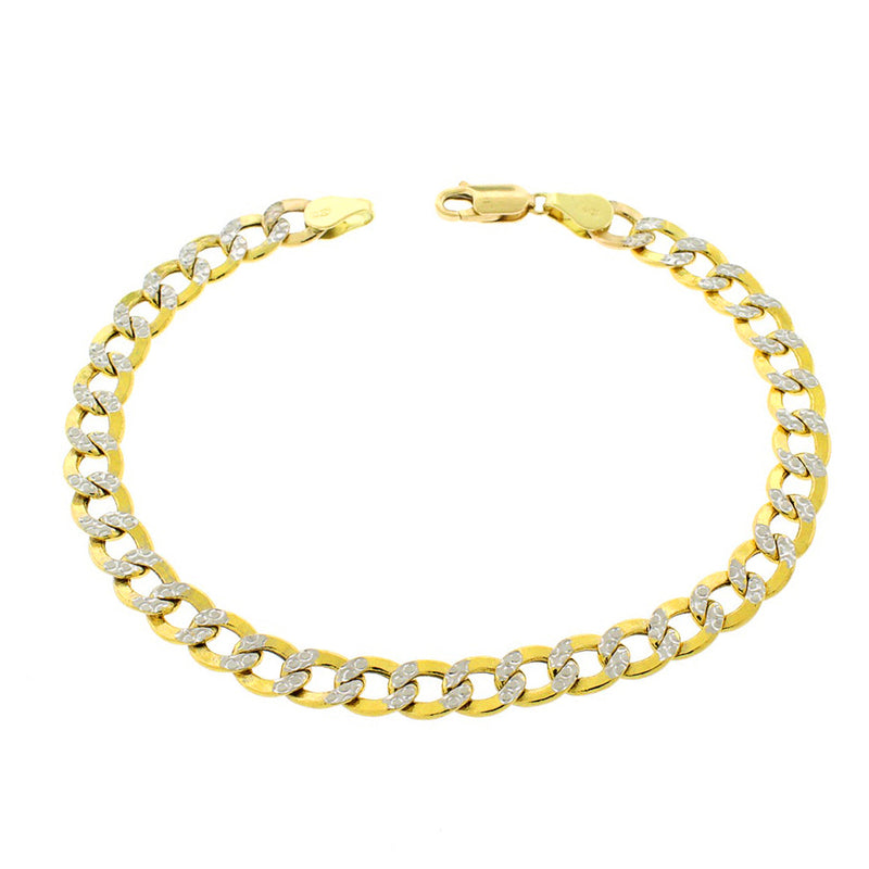 [Lightweight] Two-Tone Italian Cuban Bracelet (14K).