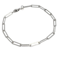 Slim Flat Elongated Paperclip Link Bracelet (14K).